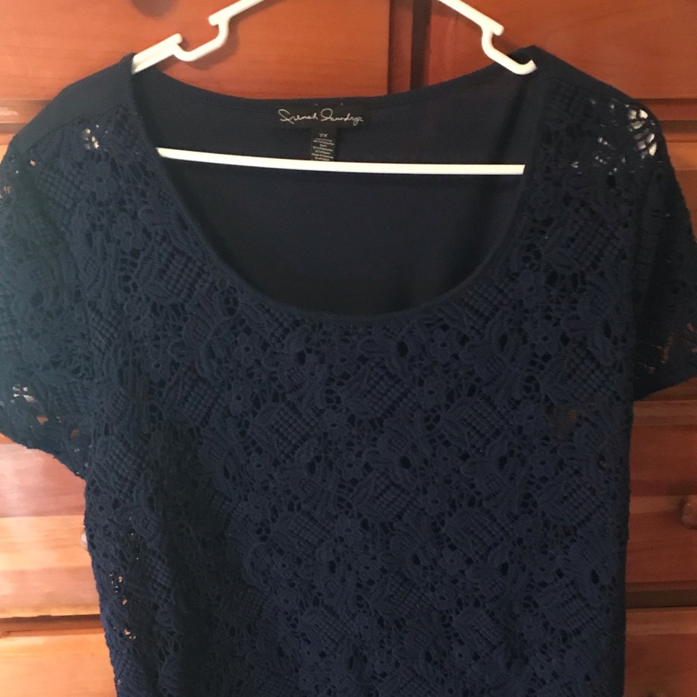 French laundry navy blue top size 2x
